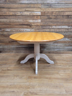 Oak Dining Table Extending Round Pedestal Painted Base