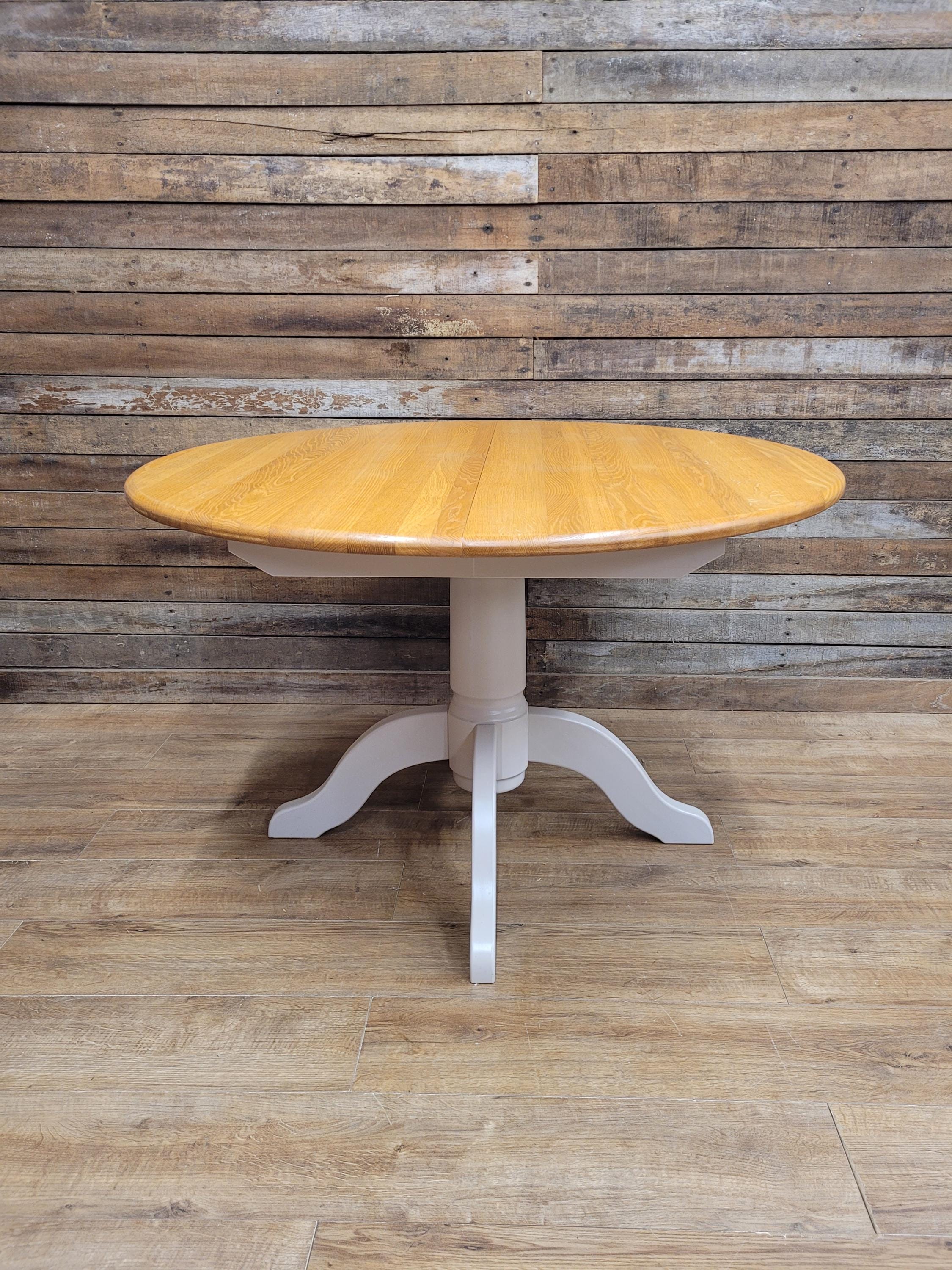 Oak Dining Table Extending Round Pedestal Painted Base
