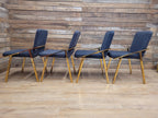 Eichholtz Reynolds Dining Chairs Gold Finish Contemporary Upholstered Set Four