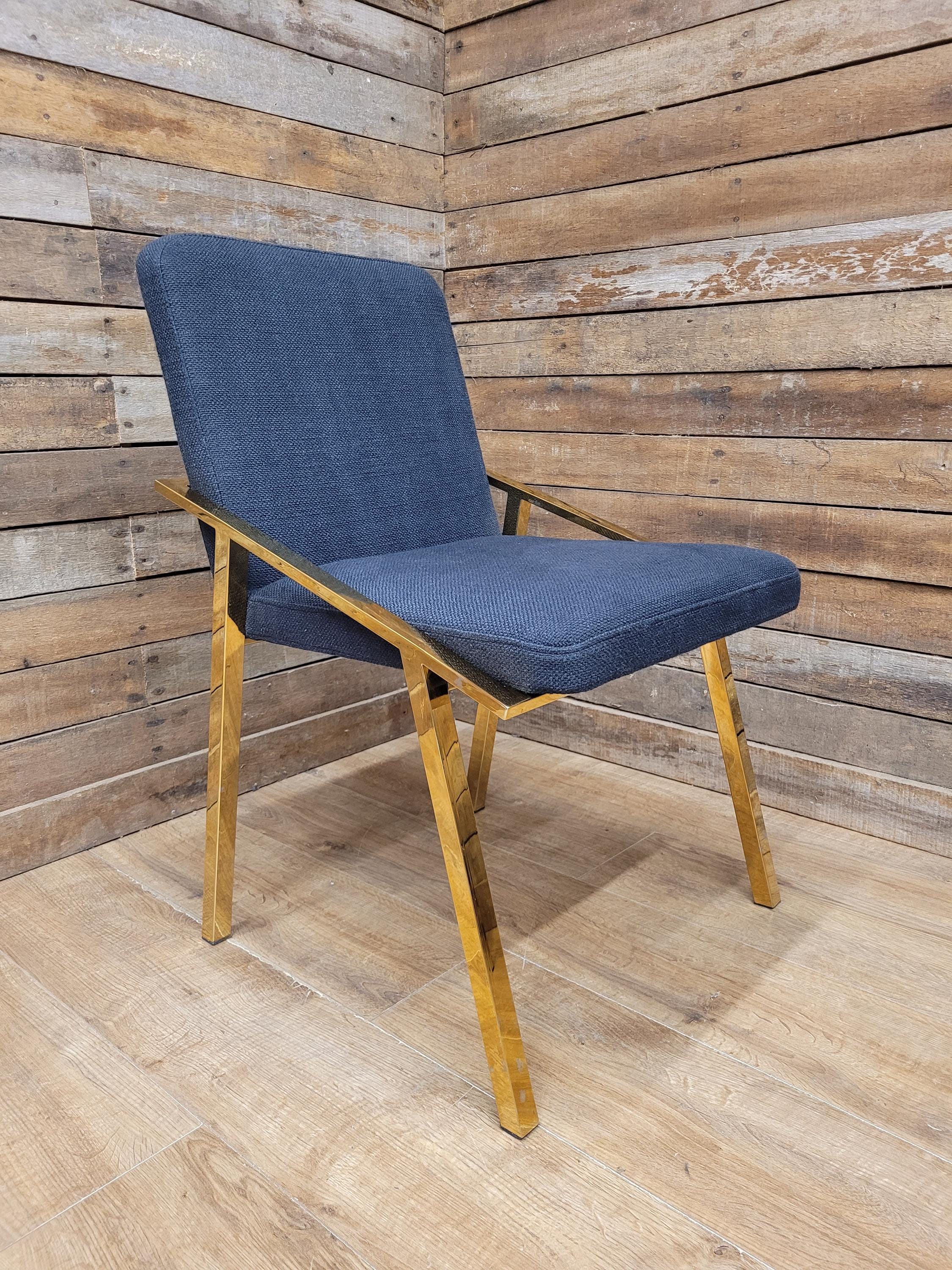 Eichholtz Reynolds Dining Chairs Gold Finish Contemporary Upholstered Set Four