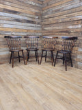 Four Victorian Elm Penny Seat Windsor Dining Chairs