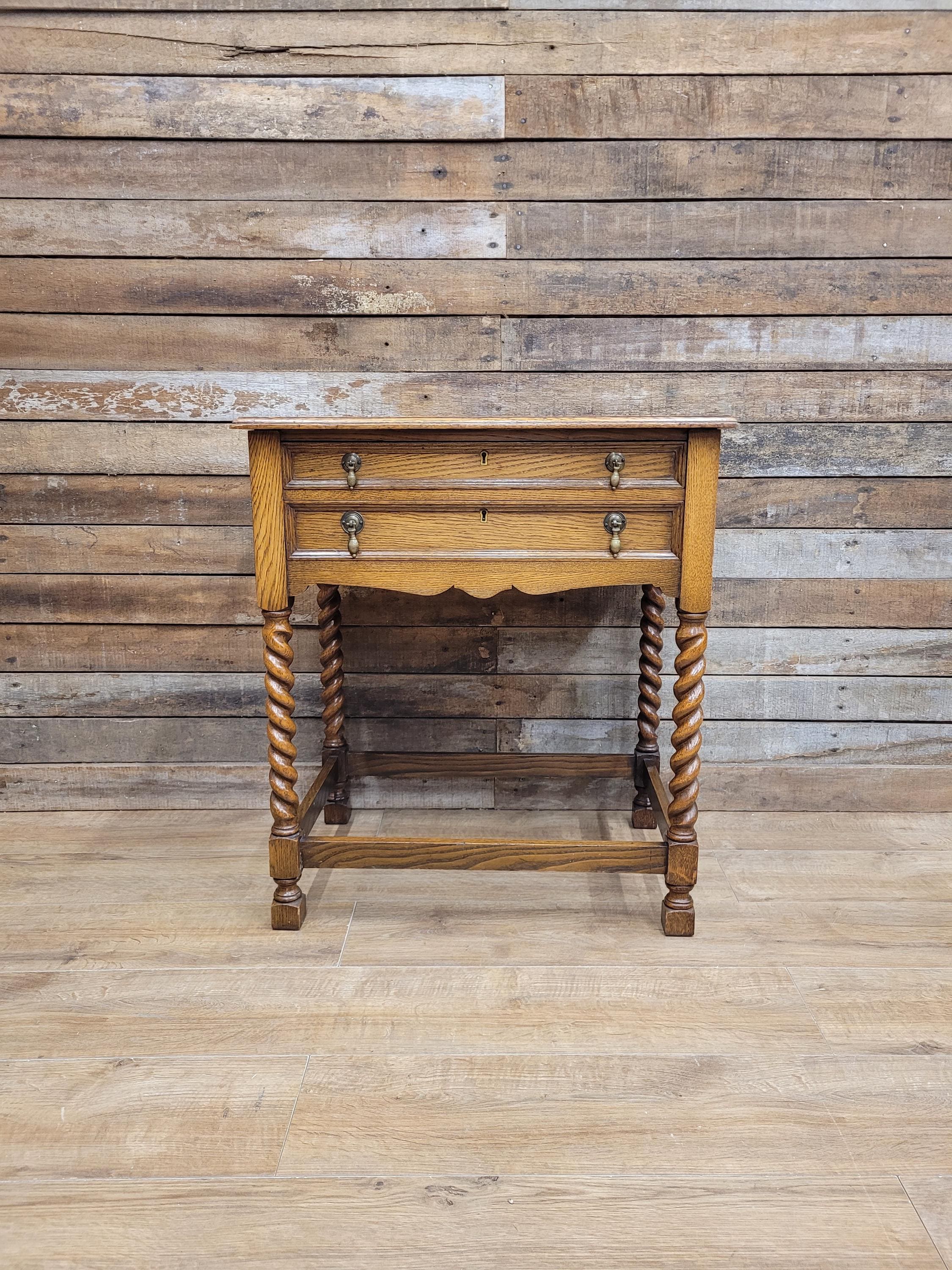Walker Hall Oak Edwardian Canteen Cutlery Table Barley Twist Cabinet Edwardian
