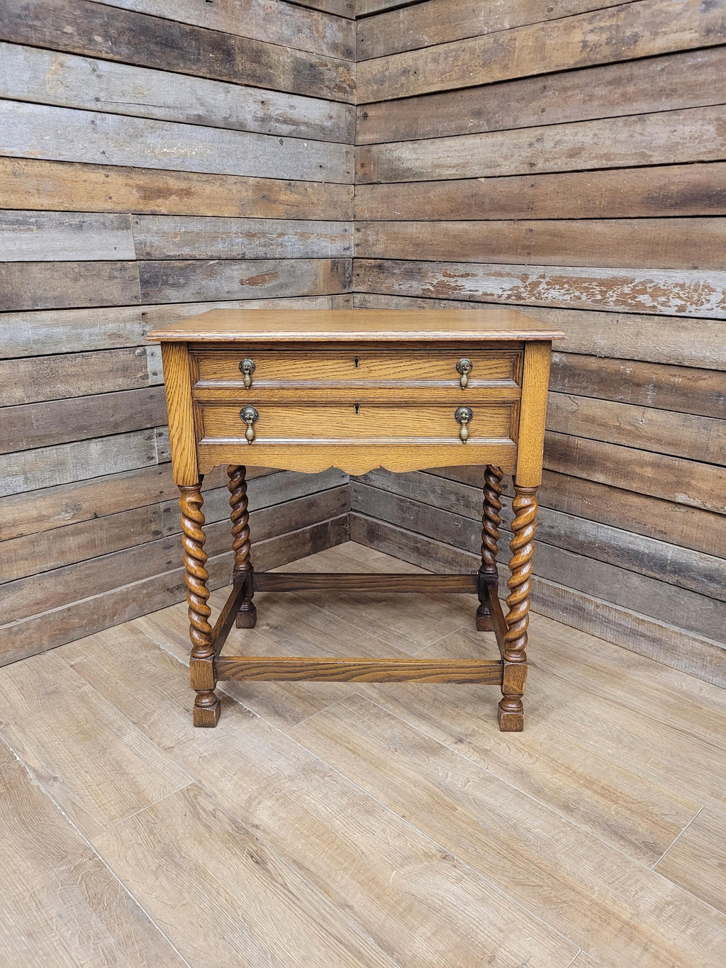 Walker Hall Oak Edwardian Canteen Cutlery Table Barley Twist Cabinet Edwardian