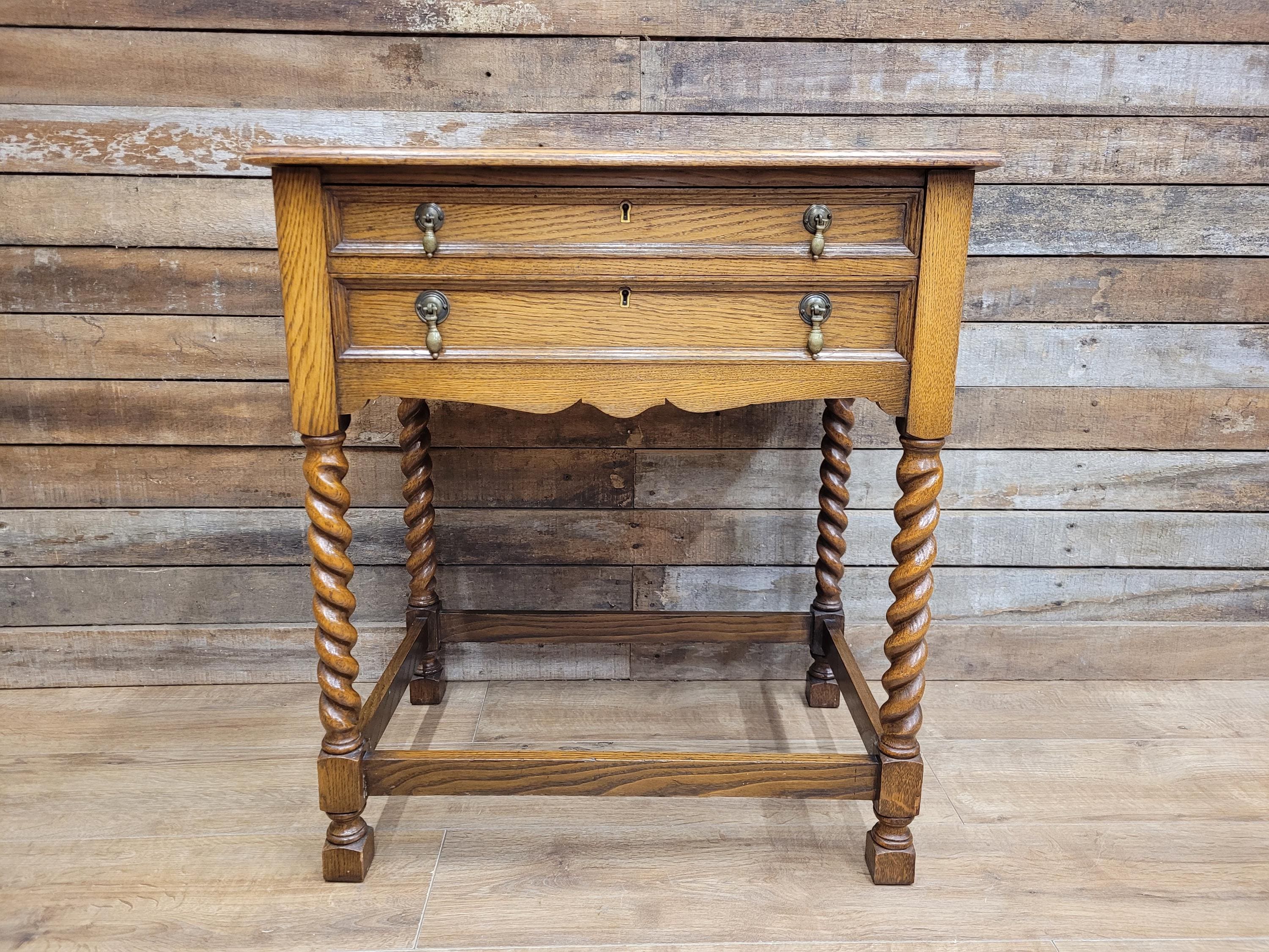 Walker Hall Oak Edwardian Canteen Cutlery Table Barley Twist Cabinet Edwardian