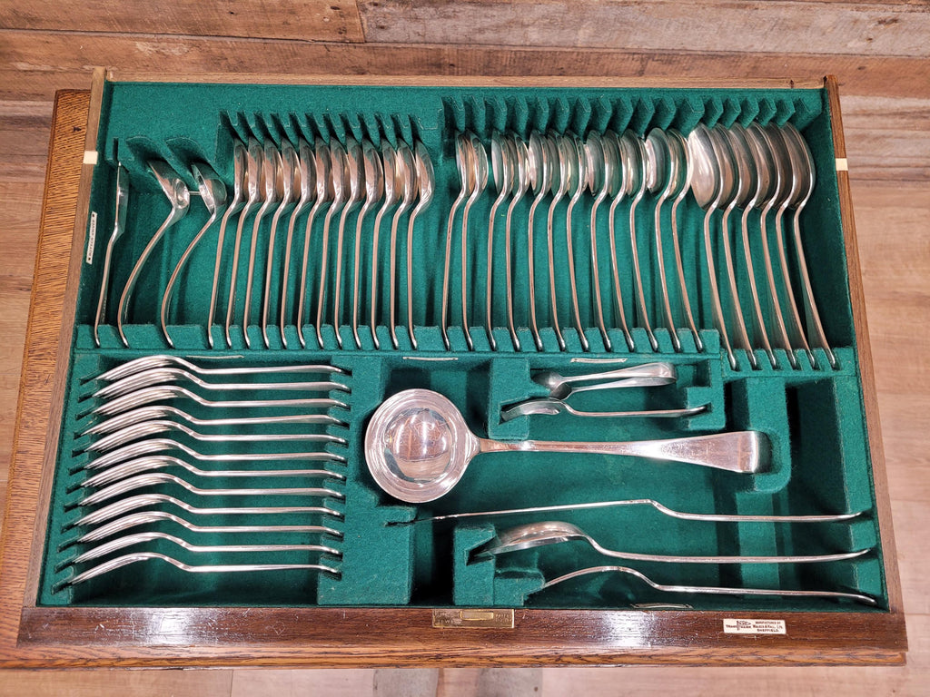 Walker Hall Oak Edwardian Canteen Cutlery Table Barley Twist Cabinet Edwardian