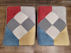 Pair Patchwork Fabric Wingback Armchairs With Matching Footstools Accent Chairs