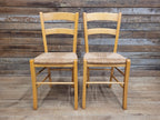 Pair Chairs Beech Country Ladder Back Rush Seat Rustic Country House Style