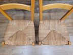Pair Chairs Beech Country Ladder Back Rush Seat Rustic Country House Style