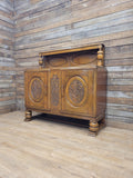Vintage Sideboard Oak Jacobean Revival Carved Two Door Drinks Cabinet