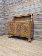 Vintage Sideboard Oak Jacobean Revival Carved Two Door Drinks Cabinet