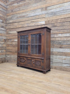 Bevan Funnell Display Cabinet Oak Reprodux Leaded Glass Vintage