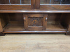 Bevan Funnell Display Cabinet Oak Reprodux Leaded Glass Vintage