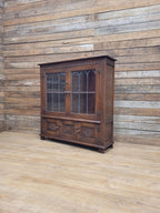 Bevan Funnell Display Cabinet Oak Reprodux Leaded Glass Vintage