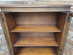 Oak Glazed Bookcase Leaded Glass Jacobean Revival Linen Fold Cabinet