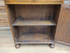 Oak Bookcase Display Cabinet Edwardian Glazed Adjustable Shelves Cupboard