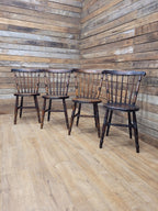 Four Victorian Elm Penny Seat Windsor Dining Chairs