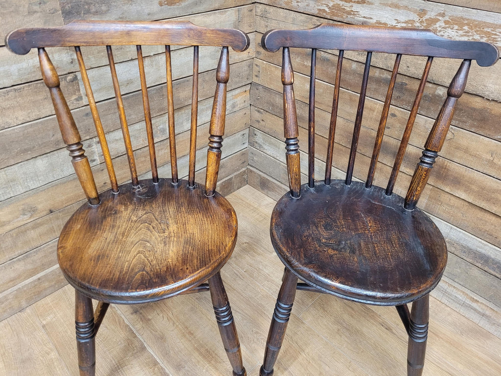 Four Victorian Elm Penny Seat Windsor Dining Chairs