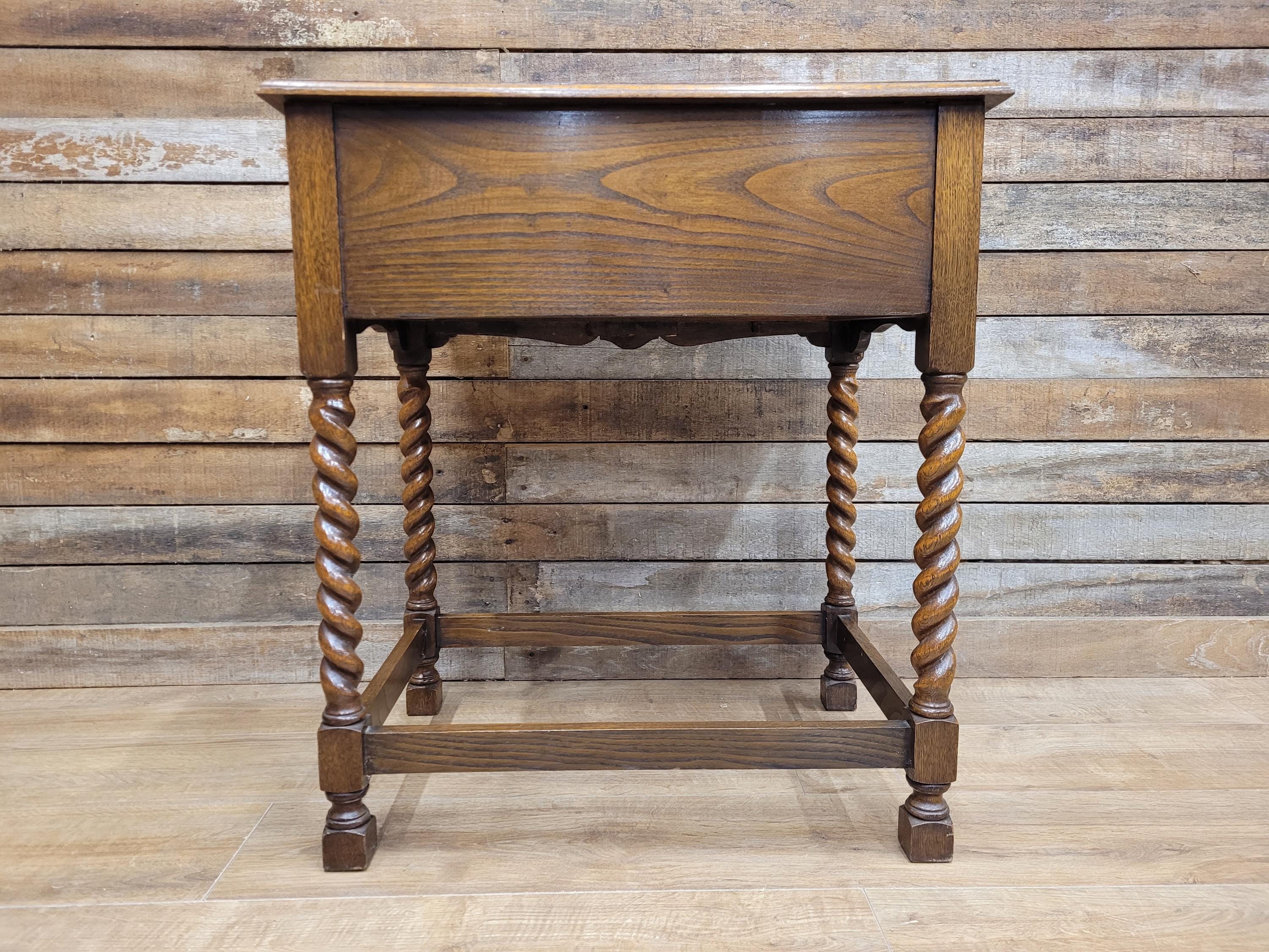 Walker Hall Oak Edwardian Canteen Cutlery Table Barley Twist Cabinet Edwardian