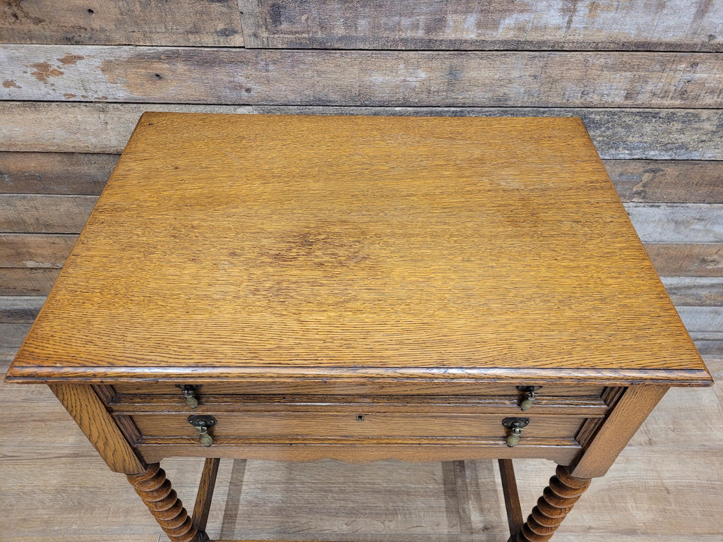 Walker Hall Oak Edwardian Canteen Cutlery Table Barley Twist Cabinet Edwardian