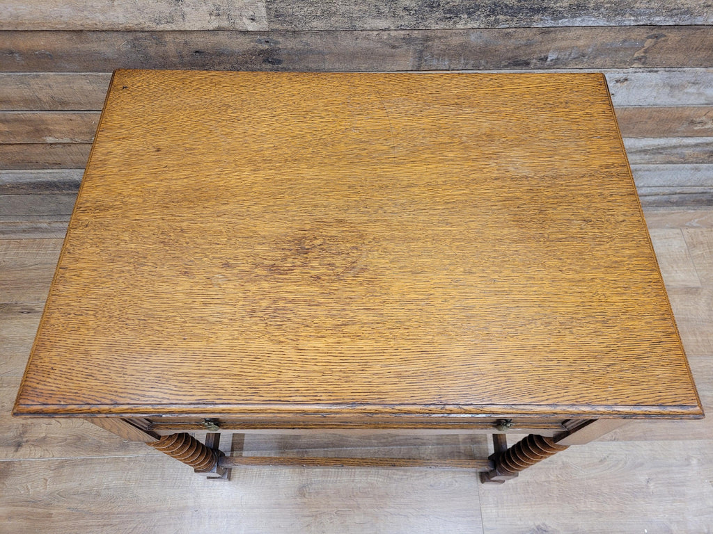 Walker Hall Oak Edwardian Canteen Cutlery Table Barley Twist Cabinet Edwardian
