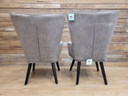 Pair Patchwork Fabric Wingback Armchairs With Matching Footstools Accent Chairs