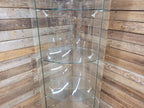 Vintage Glass Display Cabinet Illuminated Curved Lockable On Casters Yellow