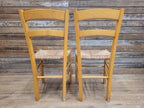 Pair Chairs Beech Country Ladder Back Rush Seat Rustic Country House Style