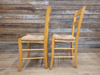 Pair Chairs Beech Country Ladder Back Rush Seat Rustic Country House Style