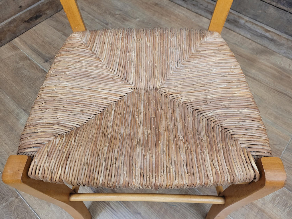 Pair Chairs Beech Country Ladder Back Rush Seat Rustic Country House Style