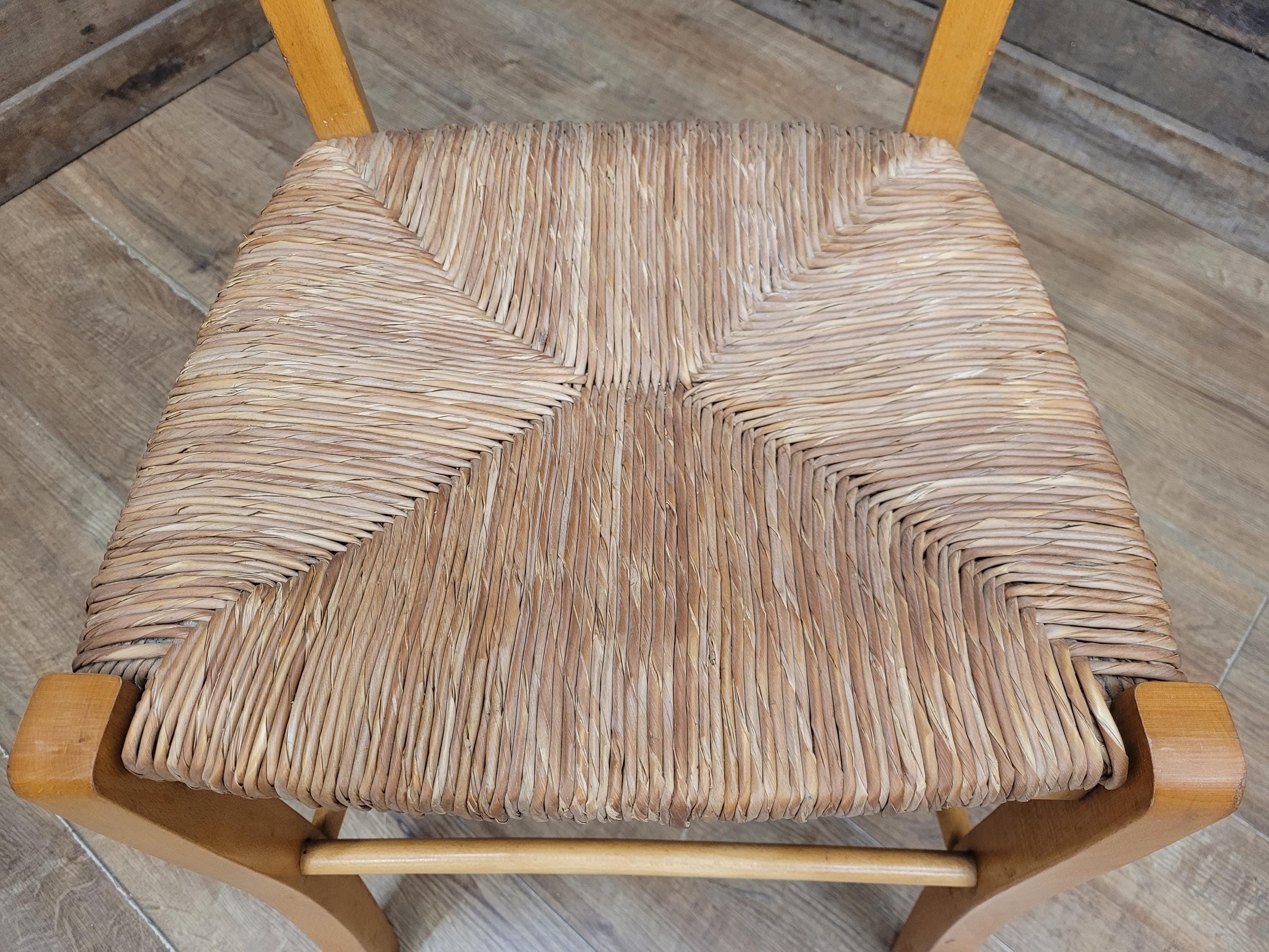 Pair Chairs Beech Country Ladder Back Rush Seat Rustic Country House Style
