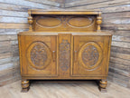 Vintage Sideboard Oak Jacobean Revival Carved Two Door Drinks Cabinet