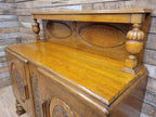 Vintage Sideboard Oak Jacobean Revival Carved Two Door Drinks Cabinet