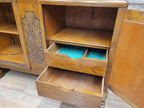 Vintage Sideboard Oak Jacobean Revival Carved Two Door Drinks Cabinet