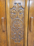 Vintage Sideboard Oak Jacobean Revival Carved Two Door Drinks Cabinet