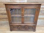 Bevan Funnell Display Cabinet Oak Reprodux Leaded Glass Vintage