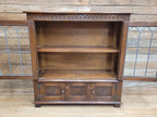 Bevan Funnell Display Cabinet Oak Reprodux Leaded Glass Vintage
