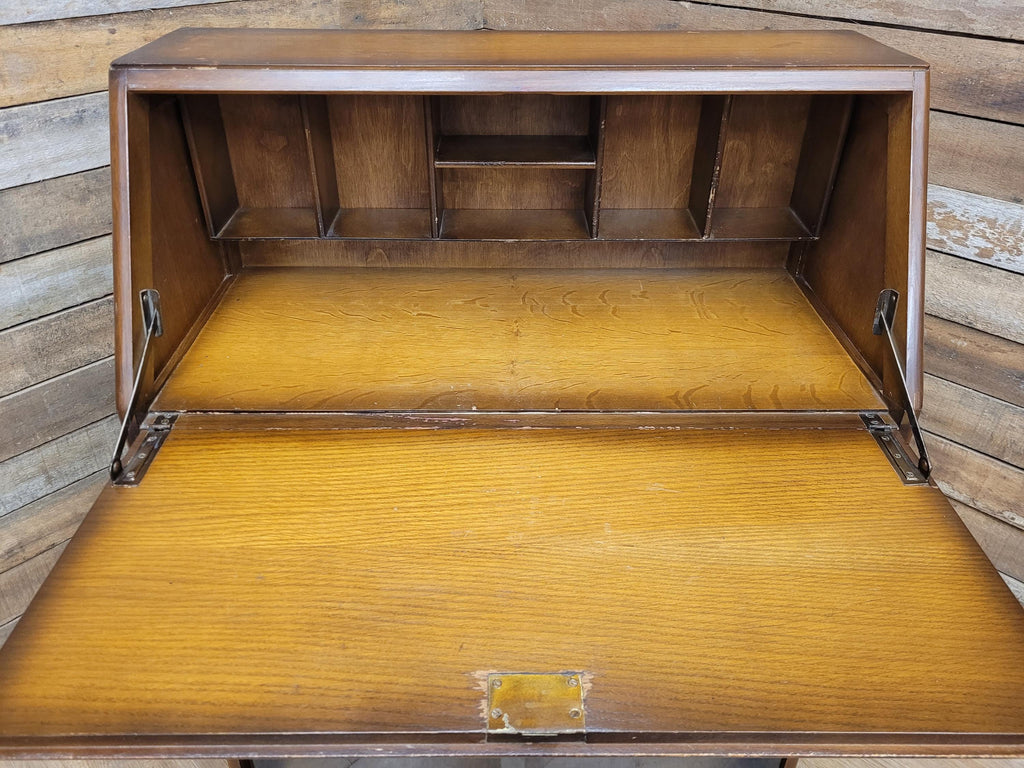 Vintage Jentique Glazed Bureau Desk Pigeon Hole Bookcase Mid Century Bureau