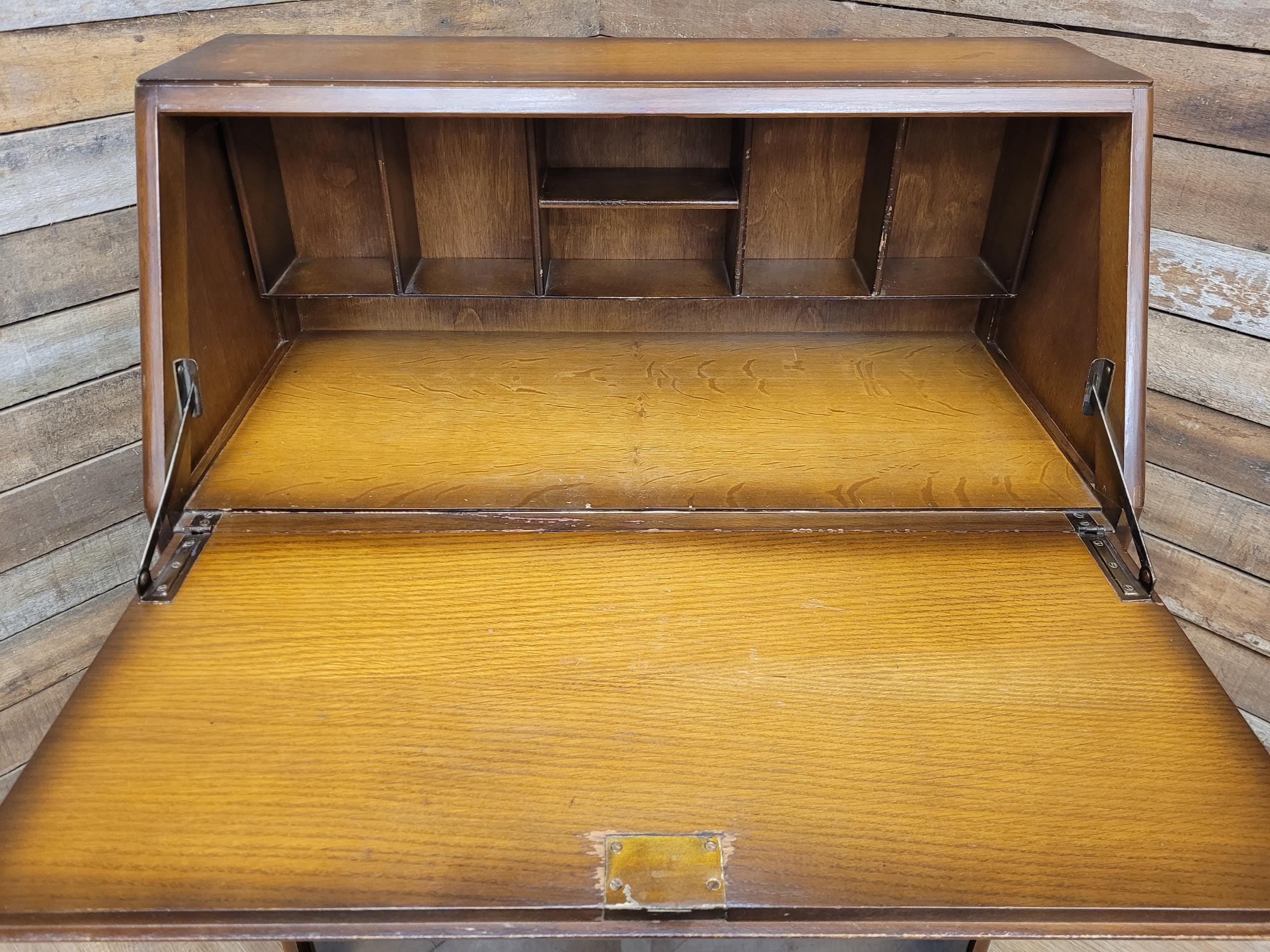 Vintage Jentique Glazed Bureau Desk Pigeon Hole Bookcase Mid Century Bureau