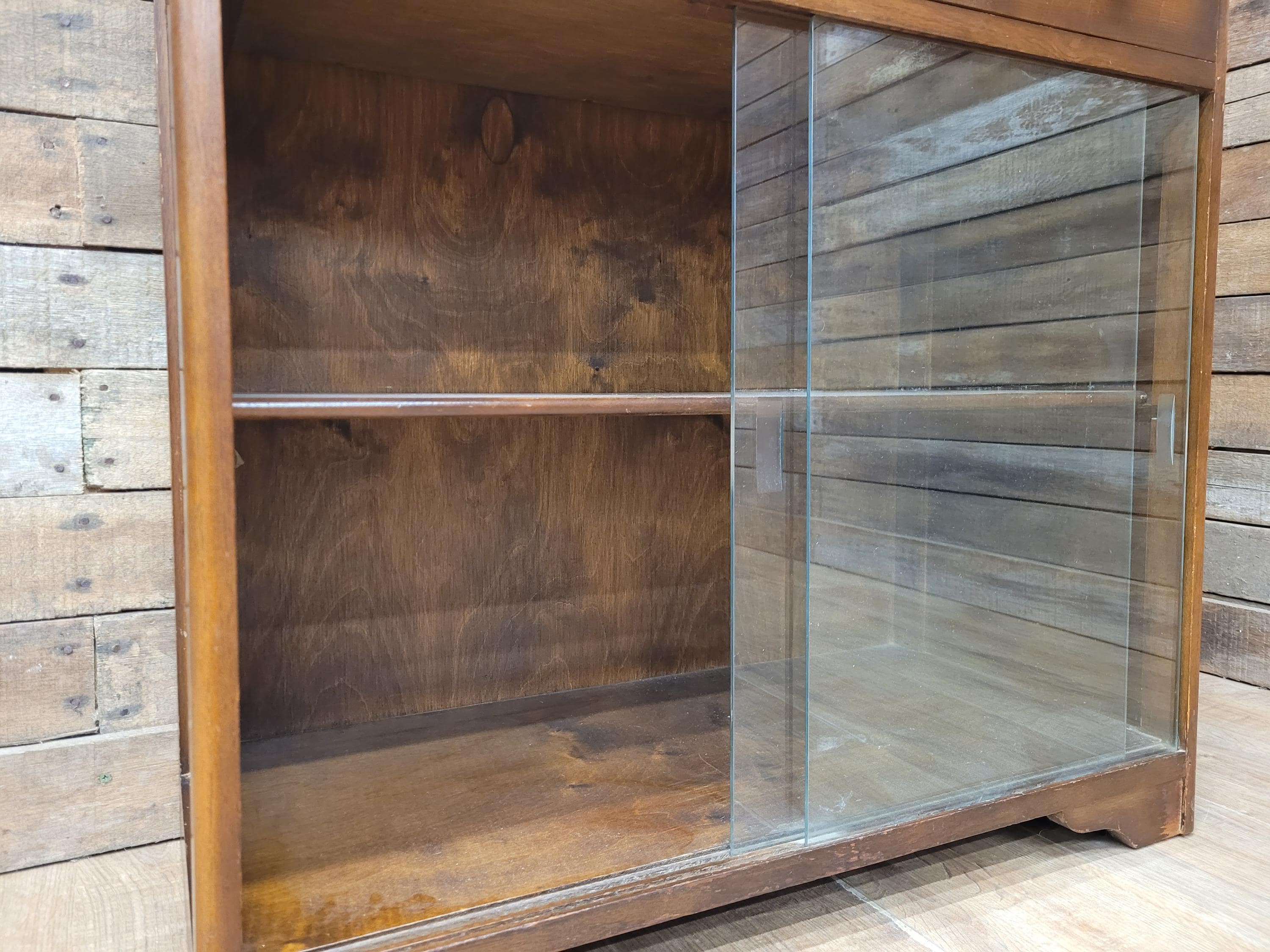 Vintage Jentique Glazed Bureau Desk Pigeon Hole Bookcase Mid Century Bureau