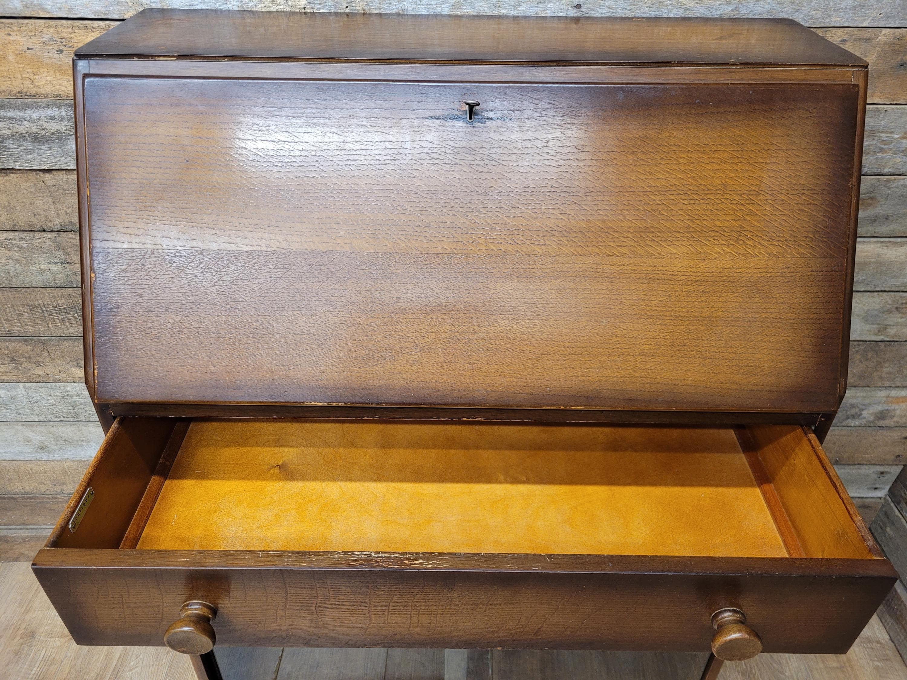 Vintage Jentique Glazed Bureau Desk Pigeon Hole Bookcase Mid Century Bureau