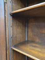 Oak Bookcase Display Cabinet Edwardian Glazed Adjustable Shelves Cupboard