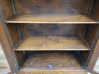 Oak Bookcase Display Cabinet Edwardian Glazed Adjustable Shelves Cupboard