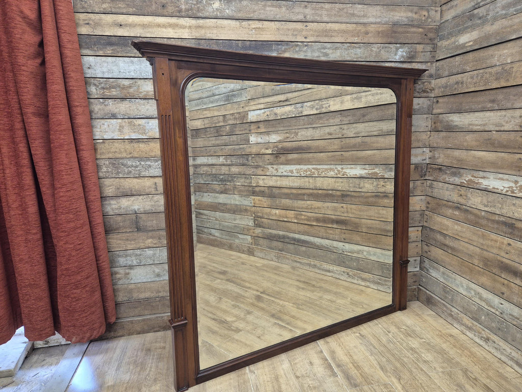 Mahogany Overmantel Mirror Edwardian Fluted Large Wall Hanging