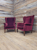 Parker Knoll Armchairs Velvet Wingback Pair PK711 Burgundy - Project
