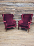 Parker Knoll Armchairs Velvet Wingback Pair PK711 Burgundy - Project