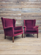 Parker Knoll Armchairs Velvet Wingback Pair PK711 Burgundy - Project