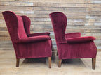 Parker Knoll Armchairs Velvet Wingback Pair PK711 Burgundy - Project