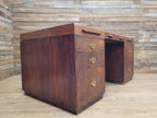 Partner Pedestal Desk Mahogany Edwardian Leather Top Twin Pedestal
