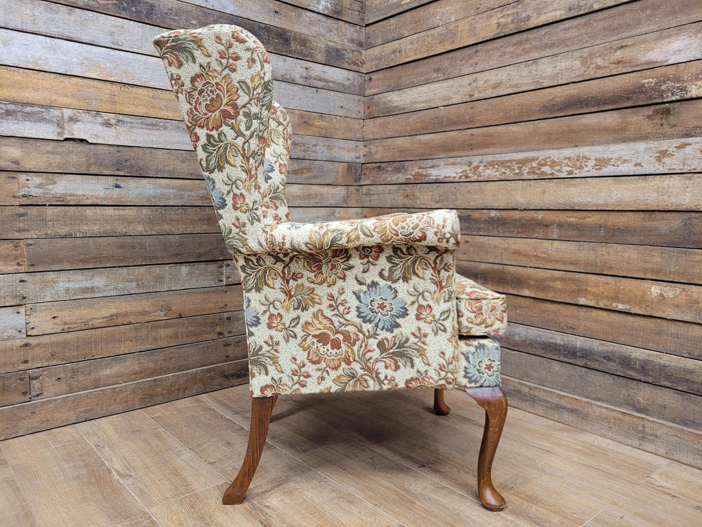 Parker Knoll Wingback Armchair Floral Upholstery Queen Anne Chair