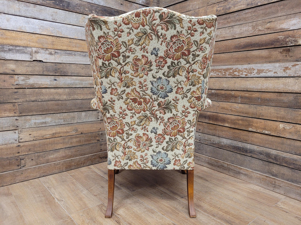 Parker Knoll Wingback Armchair Floral Upholstery Queen Anne Chair